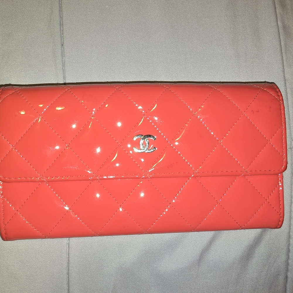 Chanel Coral Quilted Wallet